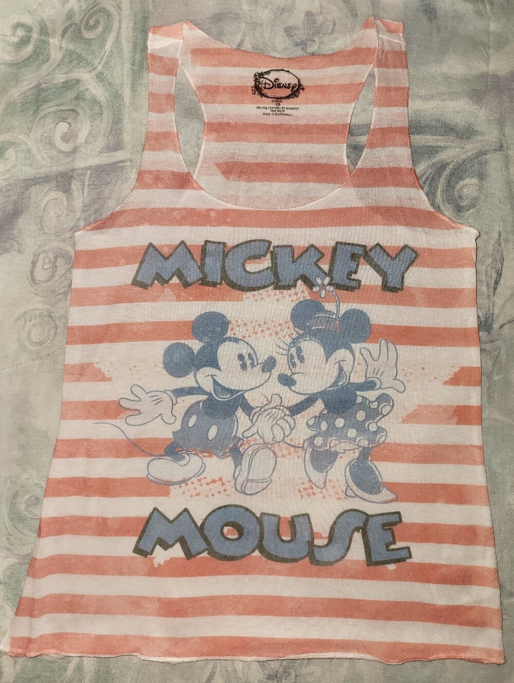 Disney Red and White Striped Mickey & Minnie Mouse Tank Top, Size XS